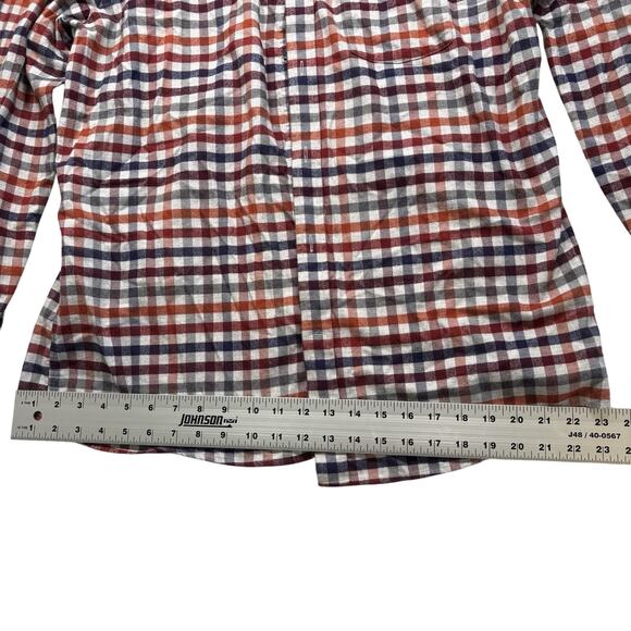 JOHNSON AND MURPHY Shirt Button Up Men Large Blue Red Flip Cuff Cotton (298) - Picture 7 of 10